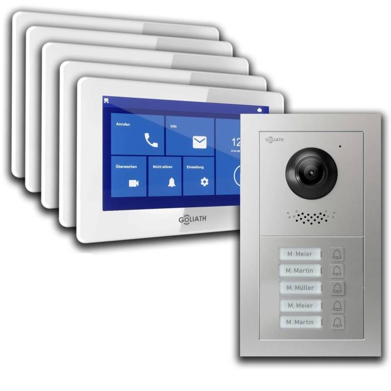 Goliath Basic Line 5-Familienhaus Video Türsprechanlage Monitor Weiß - Silber Ausenstation Unterputzdose Goliath Basic Line 5-Familienhaus Video Türsprechanlage Monitor Weiß - Silber Ausenstation Unterputzdose von Goliath intercom