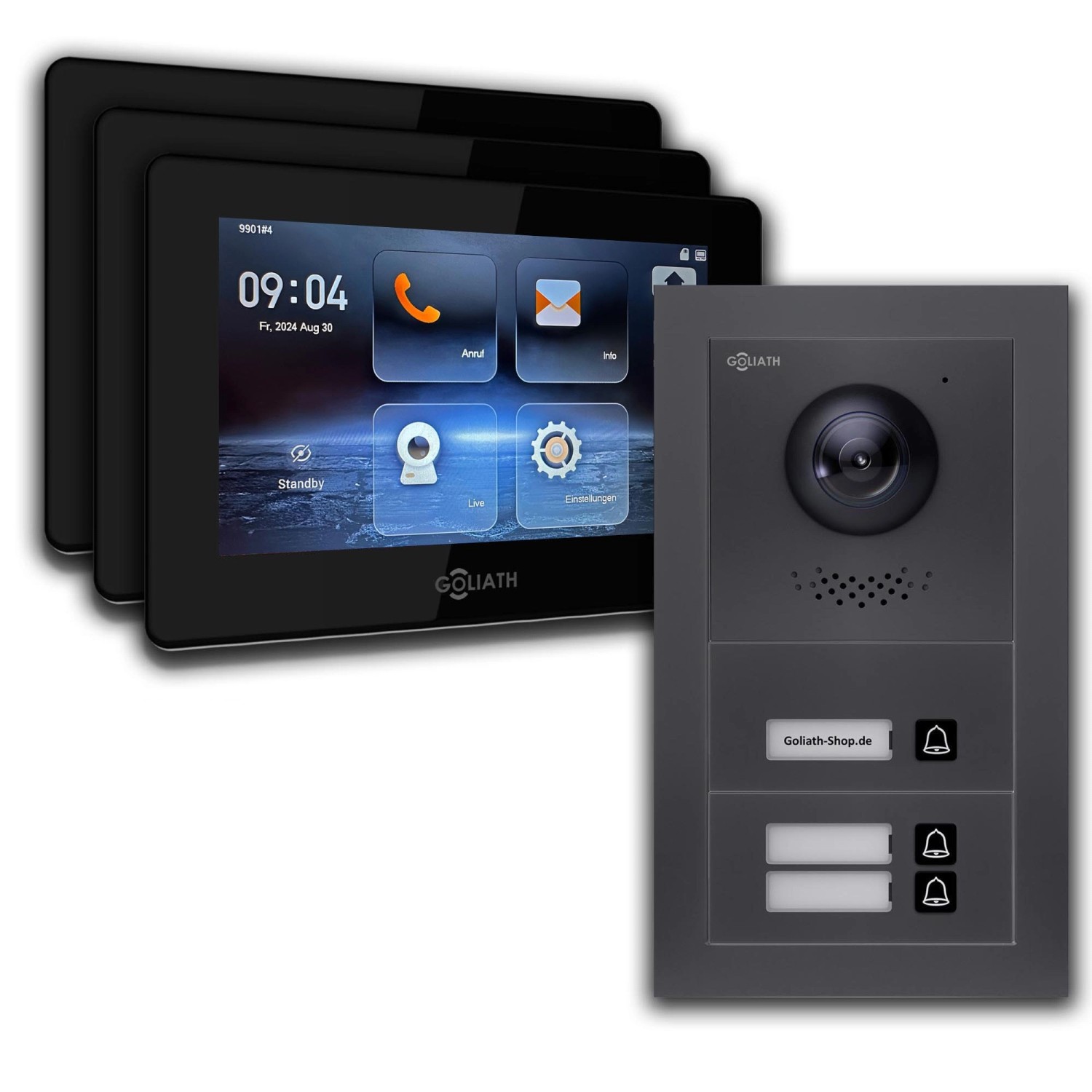 Goliath IP Video Türsprechanlage 3 Familienhaus 7 Zoll Schwarz App Anthrazit Unterputz Goliath IP Video Türsprechanlage 3 Familienhaus 7 Zoll Schwarz App Anthrazit Unterputz von Goliath intercom