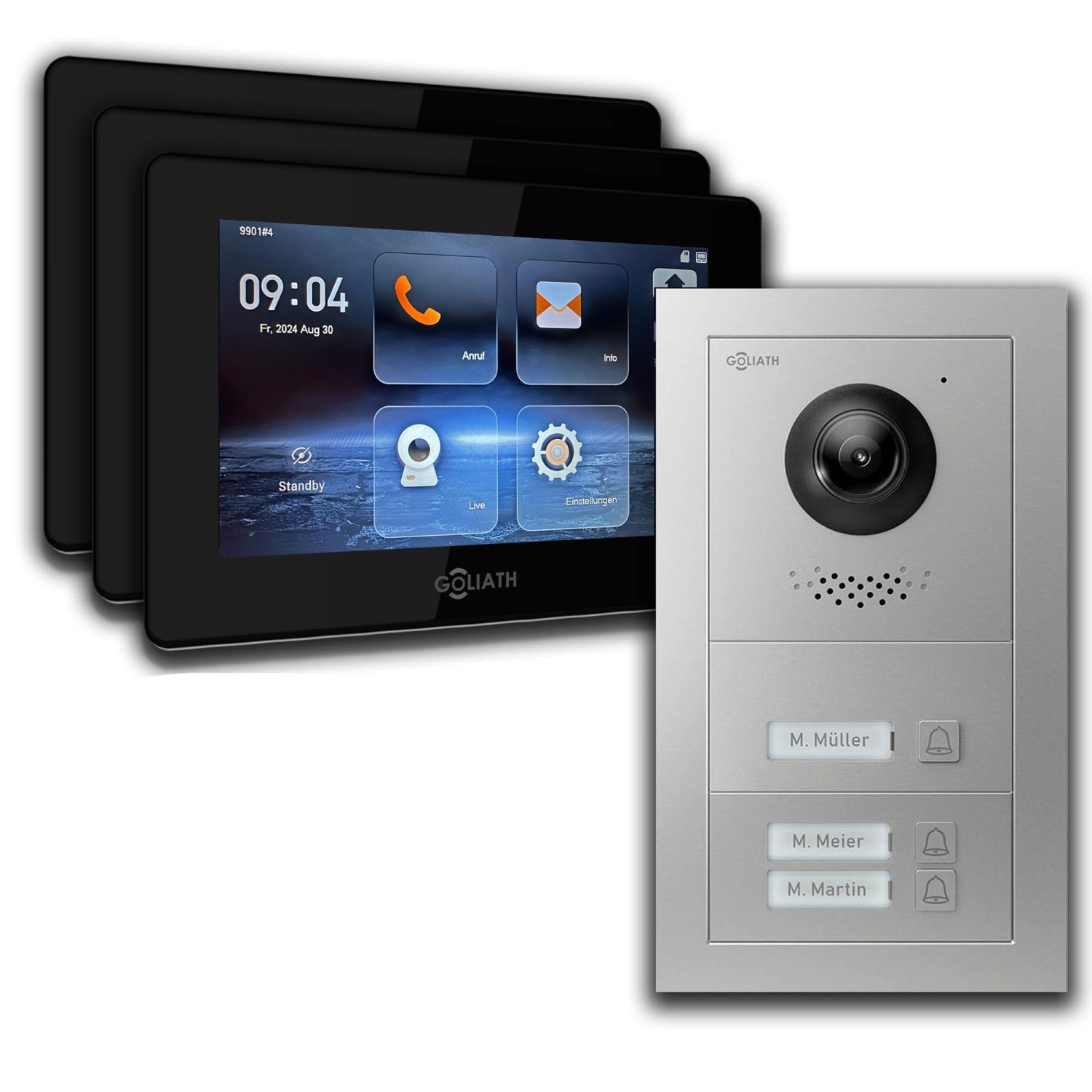 Goliath IP Video Türsprechanlage 3 Familienhaus 7 Zoll Schwarz App Silber Unterputz Goliath IP Video Türsprechanlage 3 Familienhaus 7 Zoll Schwarz App Silber Unterputz von Goliath intercom