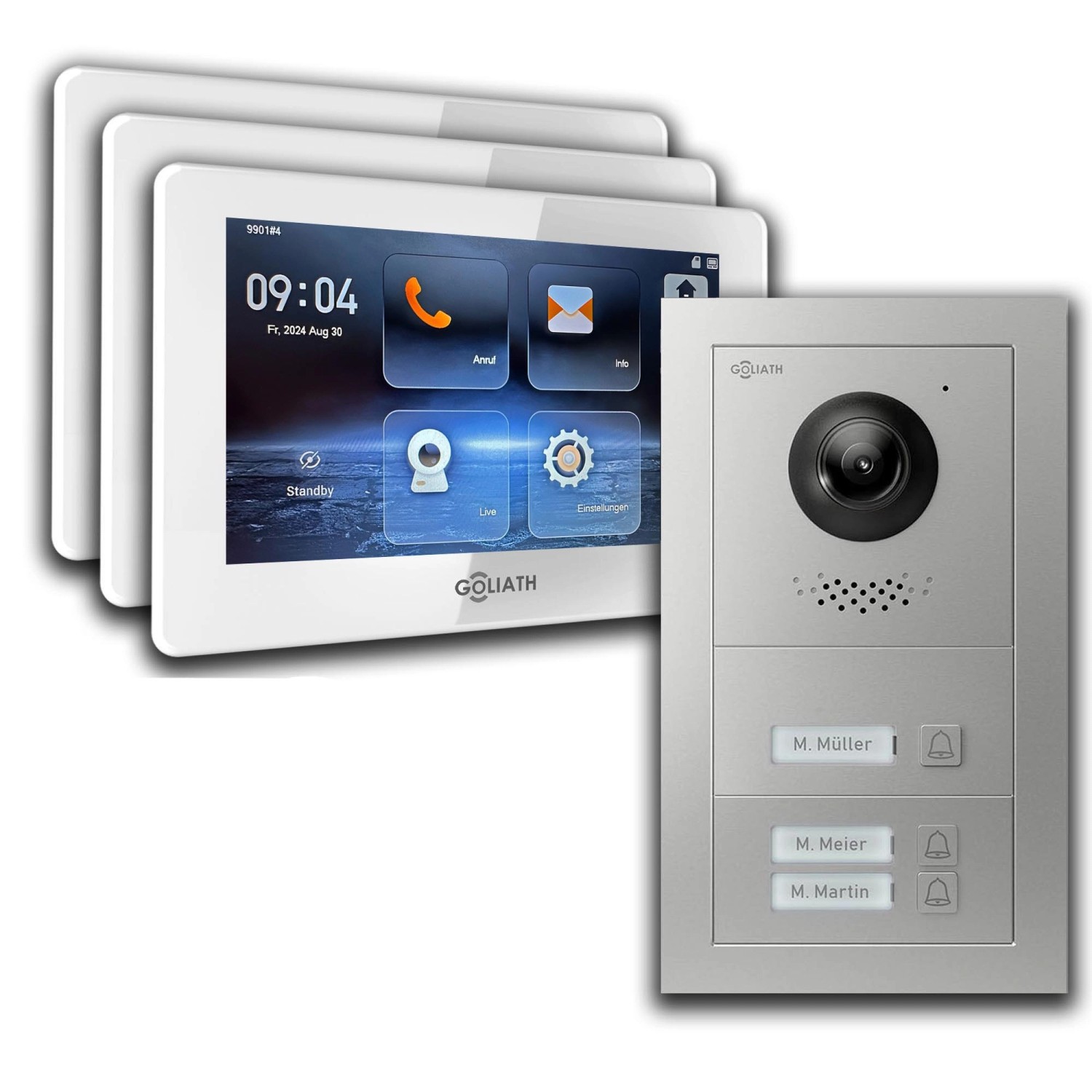 Goliath IP Video Türsprechanlage 3 Familienhaus 7 Zoll Weiß App Silber Unterputz Goliath IP Video Türsprechanlage 3 Familienhaus 7 Zoll Weiß App Silber Unterputz von Goliath intercom