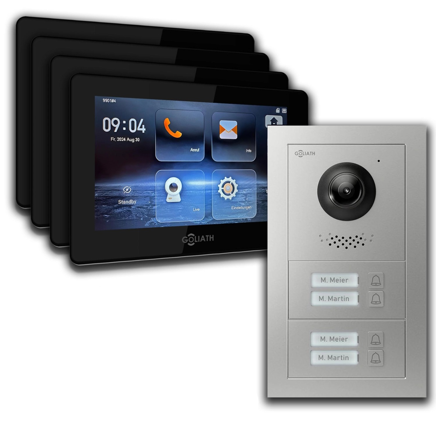 Goliath IP Video Türsprechanlage 4 Familienhaus 7 Zoll Schwarz App Silber Unterputz Goliath IP Video Türsprechanlage 4 Familienhaus 7 Zoll Schwarz App Silber Unterputz von Goliath intercom