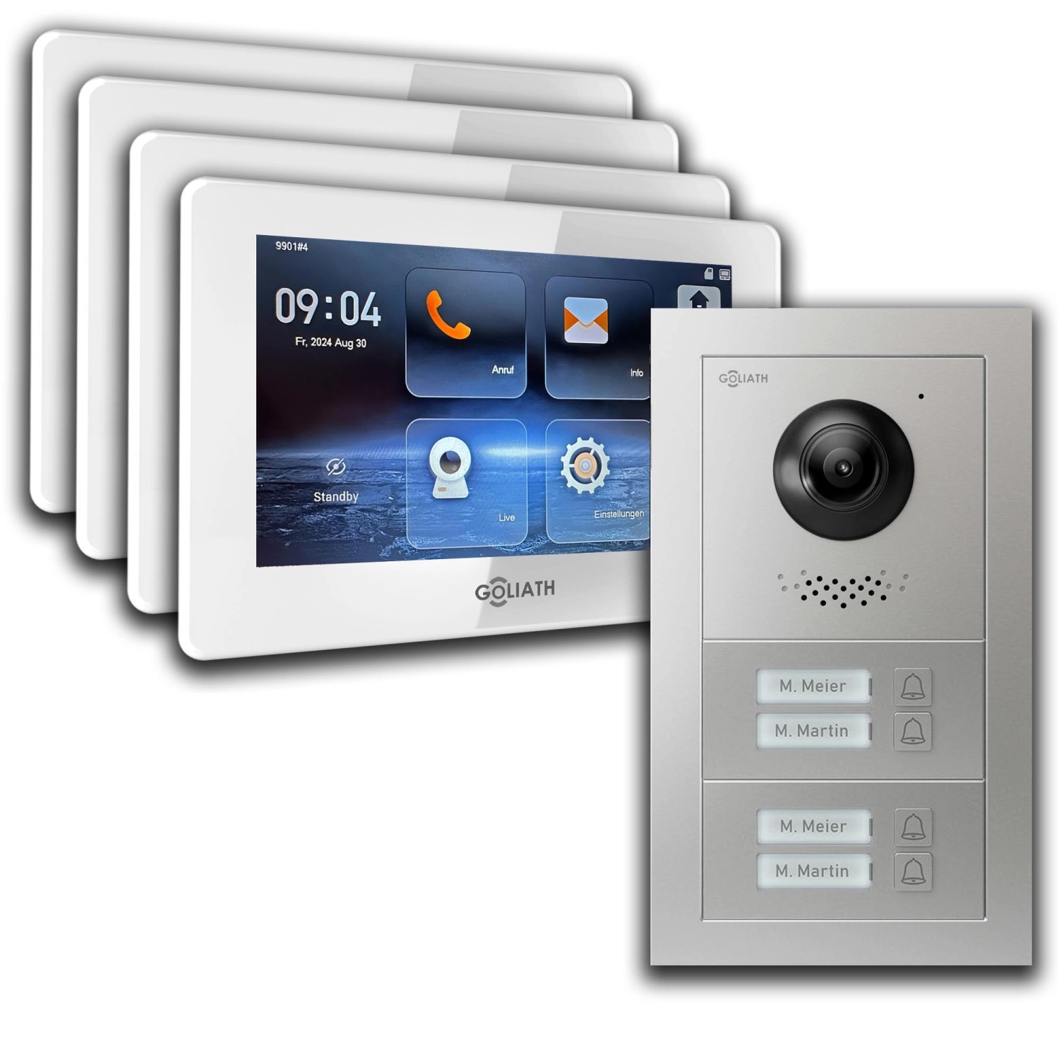 Goliath IP Video Türsprechanlage 4 Familienhaus 7 Zoll Weiß App Silber Unterputz Goliath IP Video Türsprechanlage 4 Familienhaus 7 Zoll Weiß App Silber Unterputz von Goliath intercom