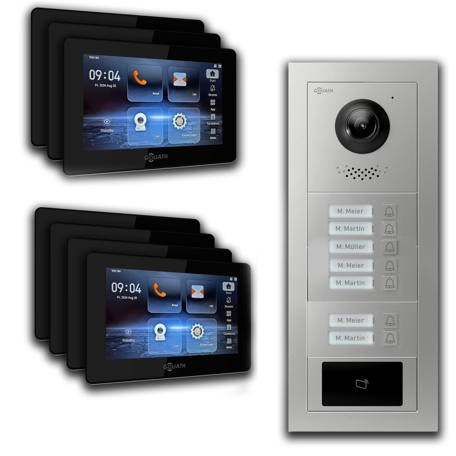 Goliath IP Video Türsprechanlage 7 Familienhaus 7 Zoll Schwarz RFID App Silber Unterputz von Goliath intercom