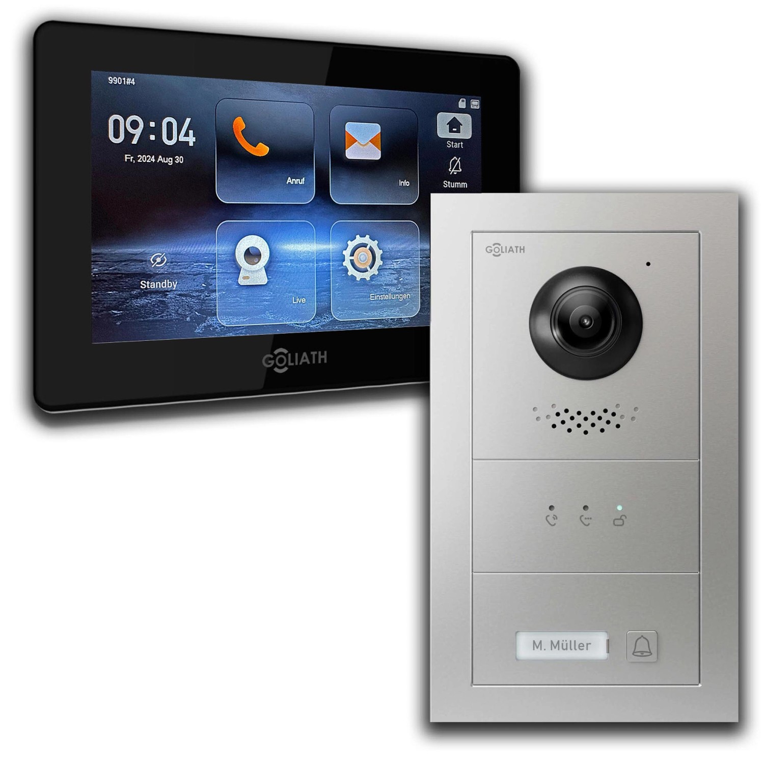 Goliath IP Video Türsprechanlage mit Kamera 1 Familie 7 Zoll Schwarz Silber von Goliath intercom