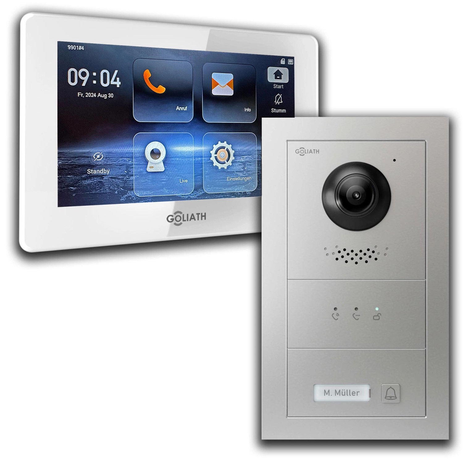 Goliath IP Video Türsprechanlage mit Kamera 1 Familie 7 Zoll Weiß Silber von Goliath intercom