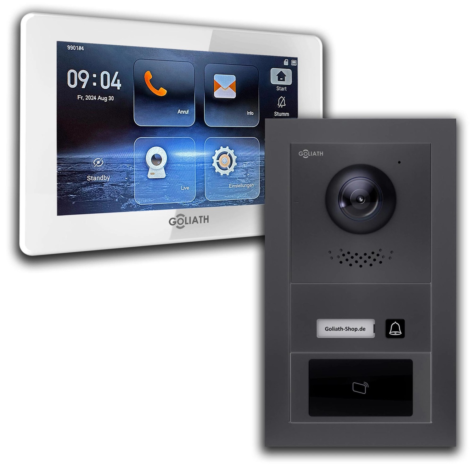 Goliath IP Video Türsprechanlage mit Kamera 7 Zoll Weiß RFID Anthrazit von Goliath intercom