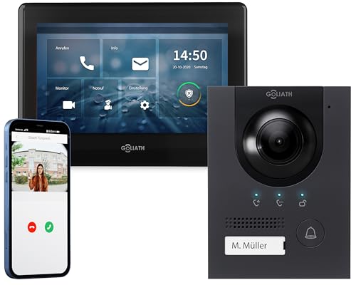 GOLIATH® Türklingel & Türsprechanlage mit Kamera & Monitor [Full HD] - Klingel mit Kamera & Monitor - Doorbell Camera - Video Sprech - & Klingelanlage mit Türöffner - Videotürklingel Weitwinkelkamera von Goliath