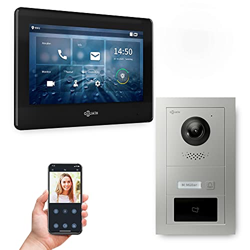 Goliath Hybrid | 2-Draht Bus | Full-HD Video Türsprechanlage | App | 1-Fam | 1 x Full-Touchscreen 7" | Aluminium Unterputz Türstation | + RFID | 180° Ultra-Weitwinkel | AV-BUS-521 von Goliath