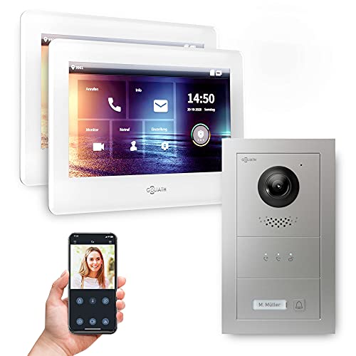 Goliath Hybrid | 2-Draht Bus | Full-HD Video Türsprechanlage | App | 1-Fam | 2 x Full-Touchscreen 7" | Aluminium Unterputz Türstation | + Feedback Modul | 180° Ultra-Weitwinkel | AV-BUS-513 von Goliath