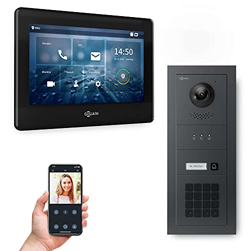 Goliath Hybrid | 2-Draht | Full-HD Video Türsprechanlage | App | 1-Fam | 1 x Full-Touchscreen 7" | Aluminium Unterputz Türstation | + Codeschloss | 180° Ultra-Weitwinkel | AV-BUS-635 von Goliath