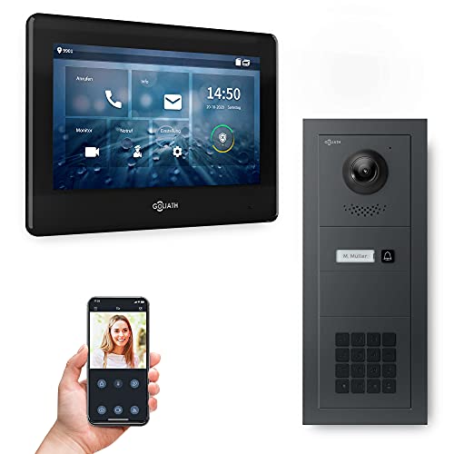 Goliath Hybrid | 2-Draht | Full-HD Video Türsprechanlage | App | 1-Fam | 1 x Full-Touchscreen 7" | Aluminium Unterputz Türstation | + Codeschloss | 180° Ultra-Weitwinkel | AV-BUS-653 von Goliath