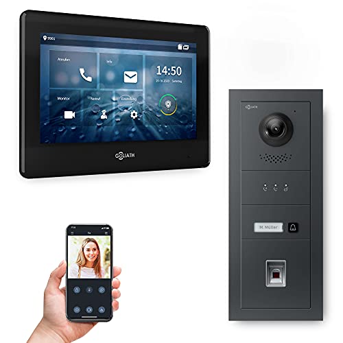 Goliath Hybrid | 2-Draht | Full-HD Video Türsprechanlage | App | 1-Fam | 1 x Full-Touchscreen 7" | Aluminium Unterputz Türstation | + Fingerprint | 180° Ultra-Weitwinkel | AV-BUS-641 von Goliath