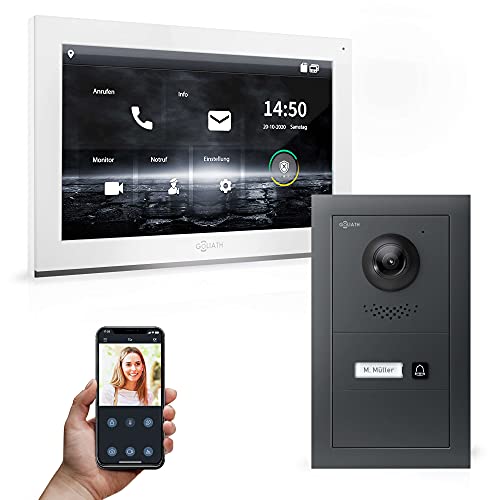 Goliath Hybrid | IP | Full-HD Video Türsprechanlage | App | 1-Fam | 1 x Full-Touchscreen 10" | Aluminium Unterputz Türstation | + Blanko Modul | 180° Ultra-Weitwinkel | AV-IPS-600 von Goliath