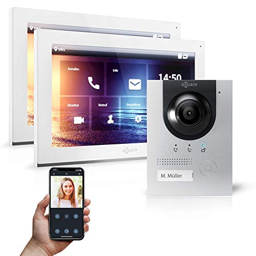 Goliath Hybrid | IP | Full-HD Video Türsprechanlage | App | 1-Fam | 2 x Full-Touchscreen 25,4 cm (10") | Aluminium Aufputz Türstation | 180° Ultra-Weitwinkel | AV-IPS-117 von Goliath