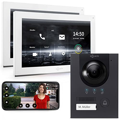 Goliath Hybrid | IP | Full-HD Video Türsprechanlage | App | 1-Fam | 2 x Full-Touchscreen 25,4 cm (10") | Aluminium Unterputz Türstation | 180° Ultra-Weitwinkel | AV-IPS-120 von Goliath