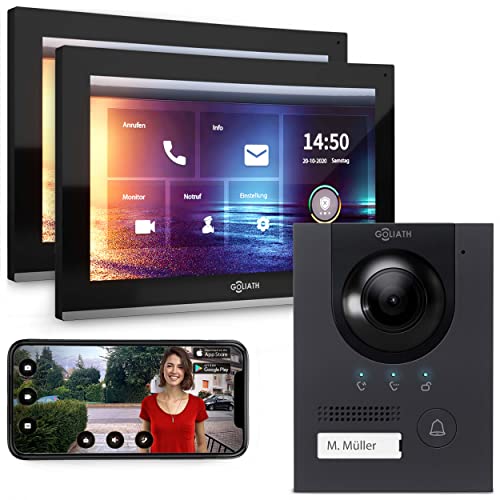 Goliath Hybrid | IP | Full-HD Video Türsprechanlage | App | 1-Fam | 2 x Full-Touchscreen 25,4 cm (10") | Aluminium Aufputz Türstation | 180° Ultra-Weitwinkel | AV-IPS-123 von Goliath