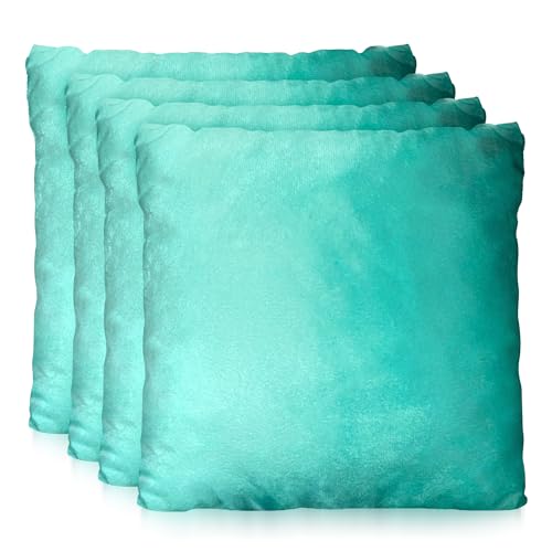 Goliez® 4er Set Dekokissen, Samt Kissen Kissenhülle mit innenkissen, Sofakissen, Couchkissen, Zierkissen (Blau, 50x50 cm) von Goliez
