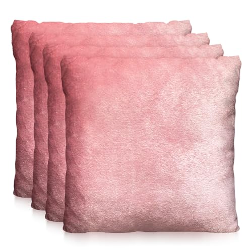 Goliez® 4er Set Dekokissen, Samt Kissen Kissenhülle mit innenkissen, Sofakissen, Couchkissen, Zierkissen (Rosa, 50x50 cm) von Goliez