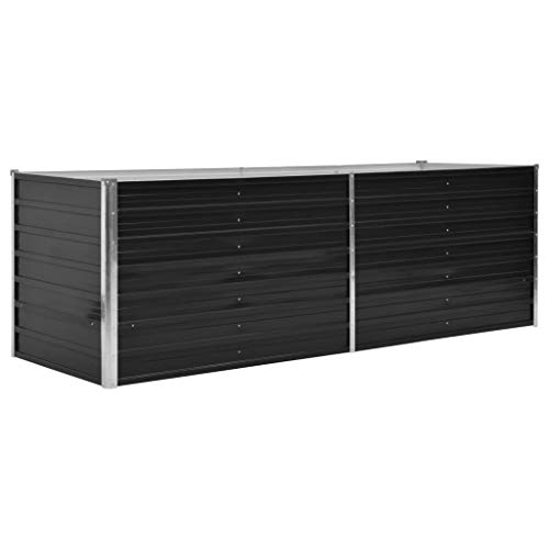 Goliraya Hochbeet Pflanzbeet Kräuterbeet Blumentopf Blumenkasten Blumenkübel Metall Gartenbeet Frühbeet Garten Blumenhochbeet für Terrasse & Garten Anthrazit 240 x 80 x 77 cm Verzinkter Stahl von Tokiso