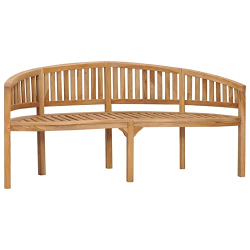 Goliraya Teak Massiv Sitzbank in Bananen-Form Gartenbank Parkbank Holzbank Bank Bananenbank Gartenmöbel Terrassenbank Balkonbank 180 x 66 x 86 cm (B x T x H) von Goliraya