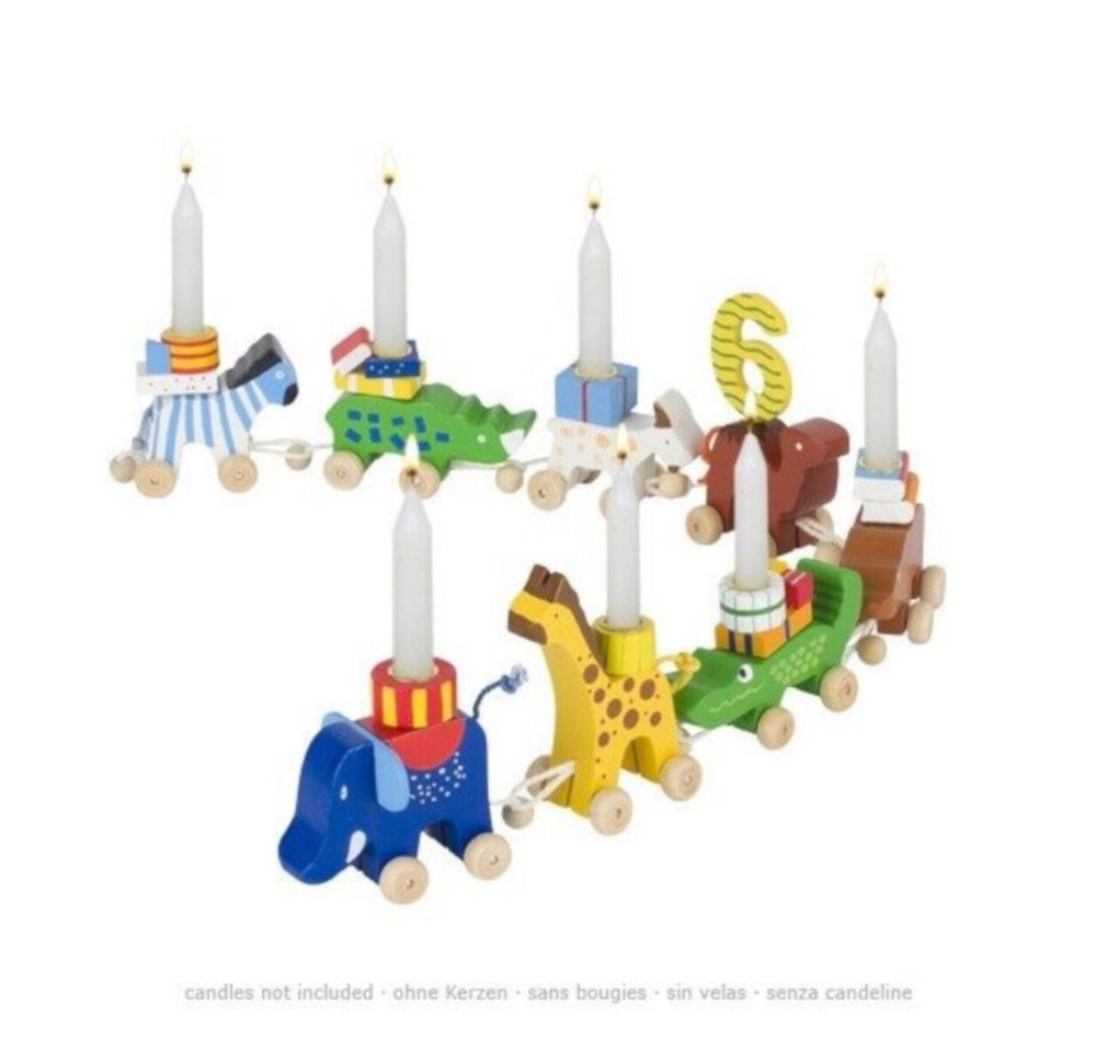 Gollnest & Kiesel Dekofigur Goki Geburtstagskarawane Tiere aus Holz GK108 (14 St), mit austauschbaren Zahlen von Gollnest & Kiesel