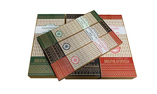 GOLOKA Räucherstäbchen Breathe Ayurveda - Nagarmotha - Krisna Tulsi - Shatavari - 3 Boxen x 15 g von Goloka