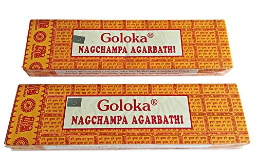 Goloka 2 x 100 g (200g) Nag Champa Goloka Räucherstäbchen, Feinstes Masala (75-85 Stäbchen pro Box) von Goloka