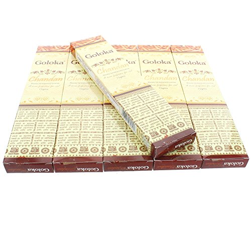 Goloka Masala-Räucherstäbchen, aus Sandelholz, Duft Chandan, Bundle of 6 Packs von Goloka