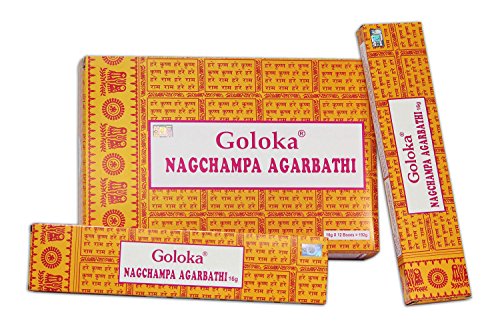 Goloka Nag Champa Räucherstäbchen, 16 Grms x 12 Schachteln , 12 Stück (1er Pack) von Goloka