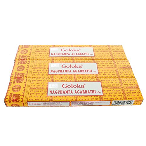 Goloka Räucherstäbchen Nagchampa Agarbathi, Bundle of 3 Packs von Goloka