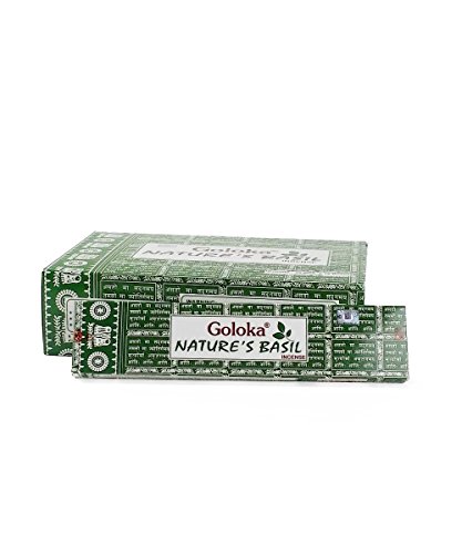 Goloka Natures Basil Räucherstäbchen, Box mit 12 Stück von Goloka