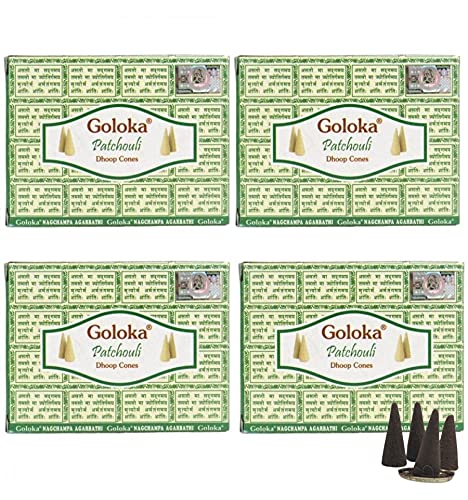 Indian Goloka Patchouli Räucherstäbchen, 4 Packungen à 10 Stück von Goloka