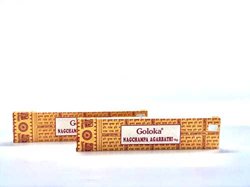 Goloka Räucherstäbchen NAG CHAMPA 2 Packungen von 16 gramm von Goloka