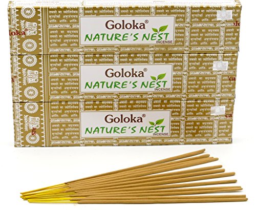 Packung Goloka Nature 's Nest Räucherstäbchen indischen, 3 packs = 36 sticks von Goloka