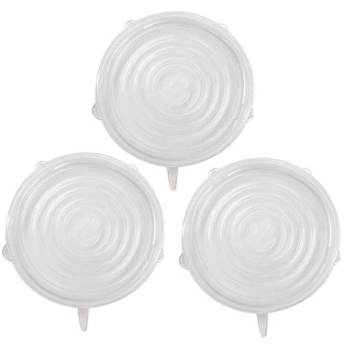 3 Stück 24,9 cm große Silikon-Stretchdeckel, sicher in Mikrowellen-Geschirrspüler, Kühlschrank, wiederverwendbar, langlebig, erweiterbare Lebensmittelabdeckungen oder Schüsselabdeckungen von Fatiya