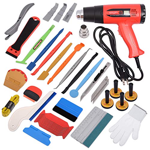 Gomake Car Tinting Vinyl Wraps Tool Kit for Film Wrapping Installation, Include Heat Gun, Micro Mini Squeegee, Film Cutter, Magnet Holder, Plastic Scraper von Gomake