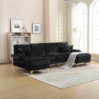 Modernes großes U-förmiges Chenille-Sofa mit Doppel-Liegesitzen, für Wohnzimmer, Wohnung, Villa, Schwarz von Gomyway