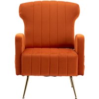 Relaxsessel aus Samtstoff, elegantes und modernes Design für Wohnzimmer und Aufenthaltsraum, ideal als Ruhesessel oder Lounge Möbel, Orange von Gomyway