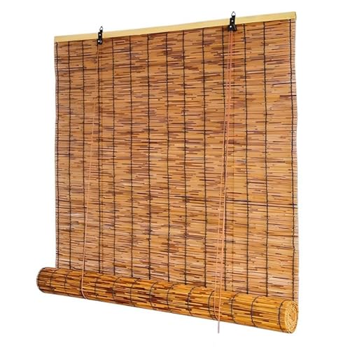 Bambus Rollo Jalousine Outdoor Bambusrollo Vorhang Wetterfest 80 90 100 110 120 130 140cm Retro Fenster Rollo Mit Lifter Sonnenschutz Sichtschutz Außenrollo Für Fenster Pavillon Balkon Schilfvorhänge von GonTzolkin