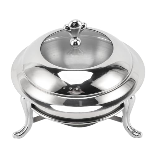 Gonetre Edelstahl -Chafing -Schalenbuffet Set Rund Buffetwärmer mit Deckel Tragbarer Catering -Server -Kraftstoffheizung für Hochzeitsbankett Heißtopfpartys Hot Pot Partys (20 cm) von Gonetre