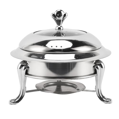 Gonetre Edelstahl -Chafing -Schalenbuffet Set Rund Buffetwärmer mit Deckel Tragbarer Catering -Server -Kraftstoffheizung für Hochzeitsbankett Heißtopfpartys Hot Pot Partys (24 cm) von Gonetre