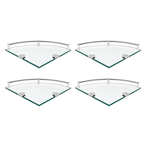 Gonetre Glasschelfschelfwand Montiertes Badezimmer Duschregal Organizer Verdickte Verbesserte Glasscheibe mit Aluminiumlegierungshalterungen für Heimhotel 330 Mm Transparent 4pcs von Gonetre