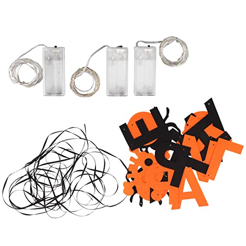 Gonetre Halloween Decoration Banner Kit DIY Happy Halloween Hanging Banner mit LED -Lichtern für Partytürkamin Nicht Gewebter Stoff 2,27 M Länge von Gonetre