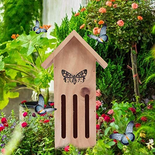 Gonetre Holzinsektenhaus Schmetterling Haus Insekten Hotel Anziehen Bestäuber Garten Lebensraum Gelb 10x8x28,5 Cm (1) von Gonetre
