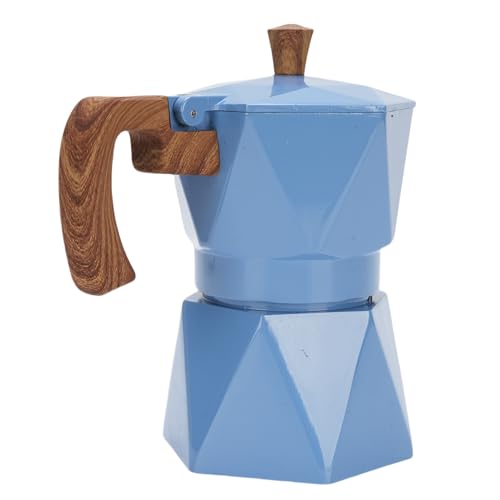 Gonetre Italienische Kaffeemaschine Herbstoper Kaffeekanne Premium Anodized Aluminium Dual Ventil 3D Design Brews Rich Cuban für Hauscampinggas Elektrische Öfen (Blau) von Gonetre
