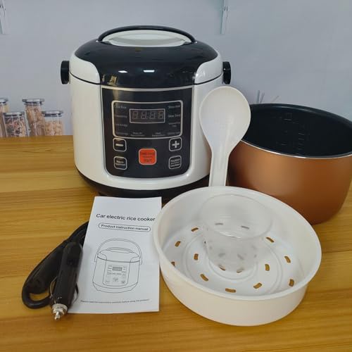 Gonetre Mini -Reiskocher Tragbarer Elektrischer 2L Kleiner Reiskocher mit Keep -Funktion für Reisebereich Campingauto -LKW Küche Metallmaterial 220x220x230mm (24 V) von Gonetre
