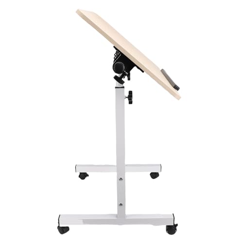 Gonetre Mobiler Stehschreibtisch mit Rädern Höhe Einstellbarer Tragbarer Faltungslaptop -Schreibtisch für Home Office Study Workstation MDF Metal 40x60 Cm (Weißer Ahorn) von Gonetre