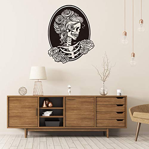 Gonetre Skelettmuster Wandaufkleber Hochwertiges PVC Abnehmbarer Wasserdichte Dekorative Aufkleber für Wohnzimmer Schlafzimmer Schwarz 46.5 X 58 Cm von Gonetre