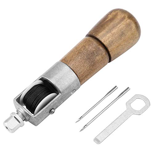 Leder Ahle Werkzeug, Vorstecher Mit Holzgriff, Lederhandwerk-Werkzeug-Ahle Mit 2 Leder-NäHahle, Automatische Verriegelung NäHahle Zum NäHen Von Perforiertem Leder Zum Selbermachen von Gonetre