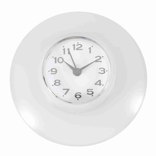WASSERDICHTE MINI-SÜßE BADEZIMMER-KÜCHENSPIEGEL-SAUG-WANDUHR, DUSCHE, QUARZ- FÜR DAS HEIMBÜRO (Weiß) von Gonetre